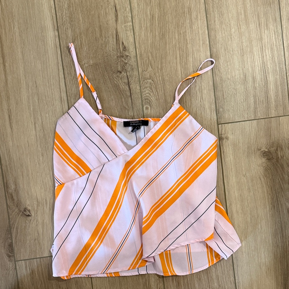 Forever 21 Pink and Orange Striped Camisole